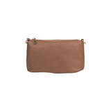 Brown Structured Handbag with Twist Lock & Shoulder Strap